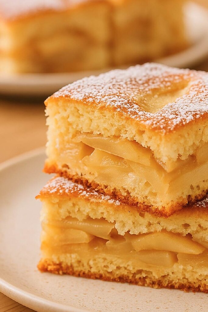 Einfacher Apfelkuchen frisch gebacken mit goldbrauner Kruste